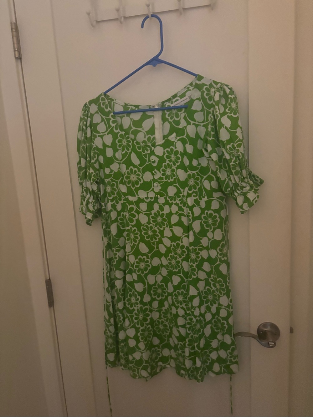 Faithfull the Brand Green and White Floral Mini Dress